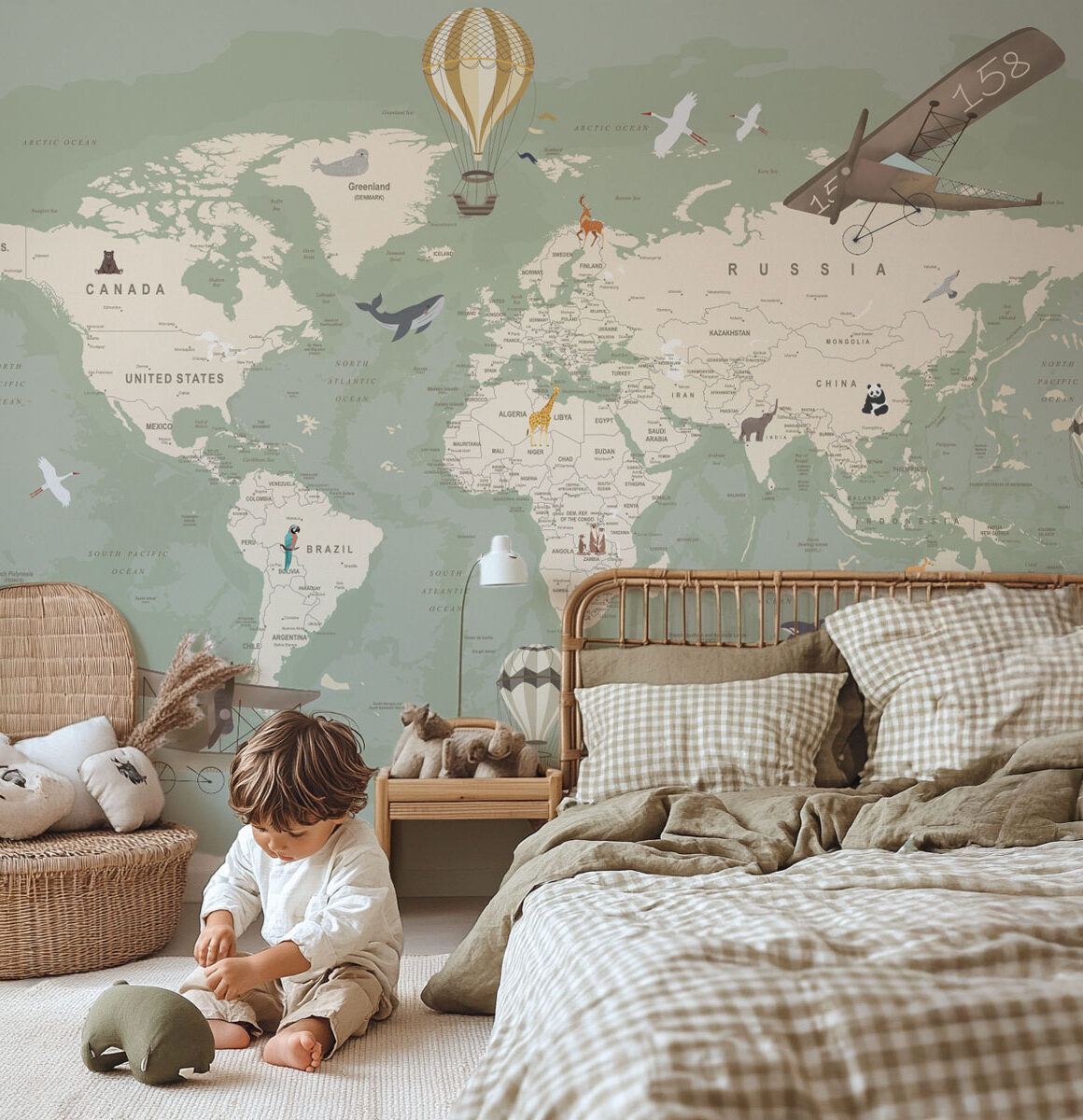 papier-peint-carte-du-monde-vert