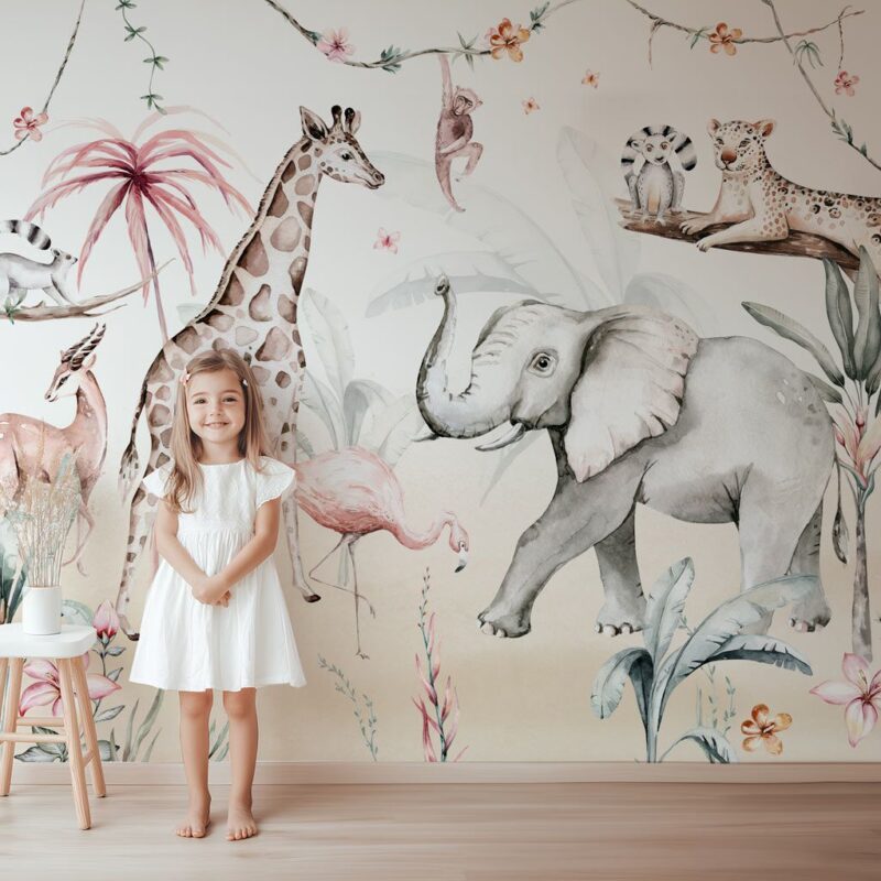 papier-peint-jungle-chambre-fille